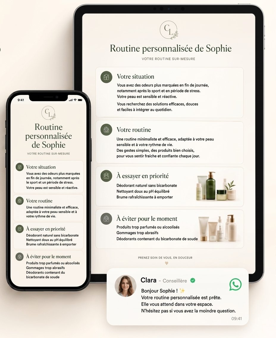 Mockup du rapport de routine personnalisée